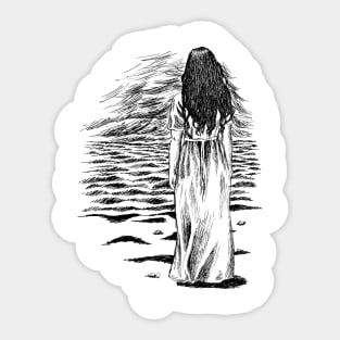 Girl on the seashore Sticker